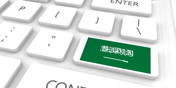 Саудовская Аравия Бежит Будущее Флагом Руках — стоковое фото