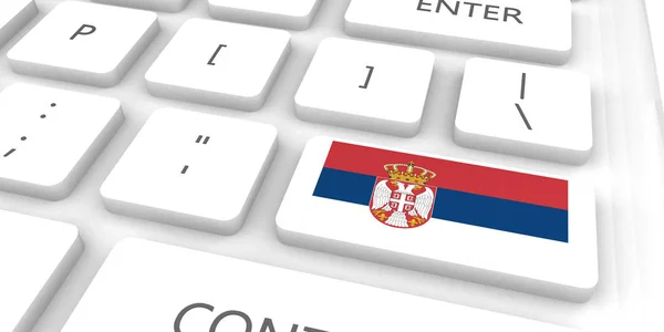 Sırbistan Bayrağı Tutan Adam Ile Gelecek Için Yarış — Stok fotoğraf