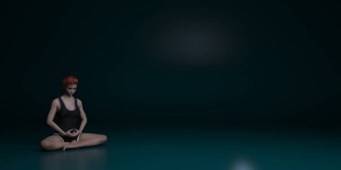 Nefes egzersizi Lotus pozisyonda oturan kadın