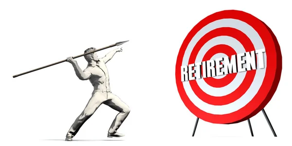 Sikte För Pensionering Med Bullseye Målet Vit — Stockfoto