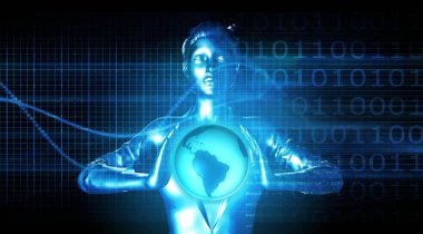 Dünya onun elleri arka planda tutan kadın