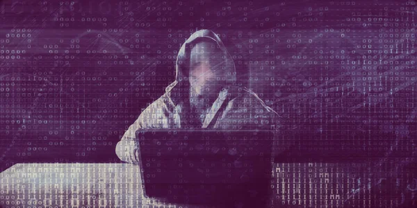 Hacker Hacking on Binary Digital Background Concept