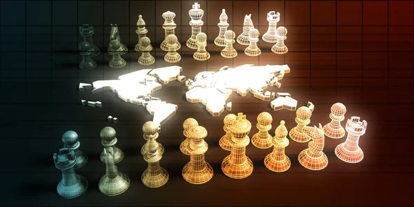 ビジネスの戦術とチェスのゲーム分析コンセプト アート — ストック写真
