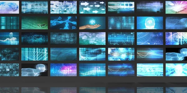 Multimedialer Hintergrund Für Digitales Netzwerk Internet — Stockfoto
