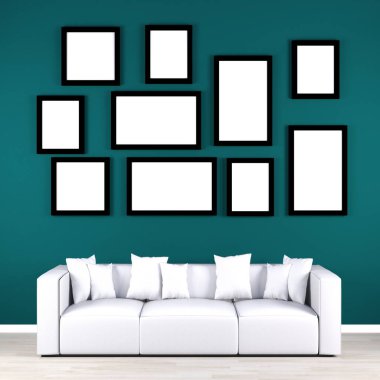 Duvardaki Şablon için Boş Fotoğraf Çerçeveleri