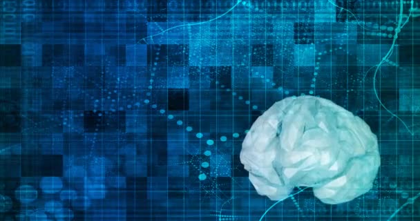 Digitální mozek s futuristickou vědy technologie konceptem opakování — Stock video