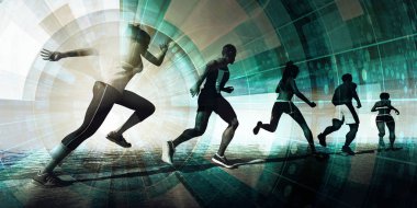 Spor kavramı soyut izleme Fitness ile koşma