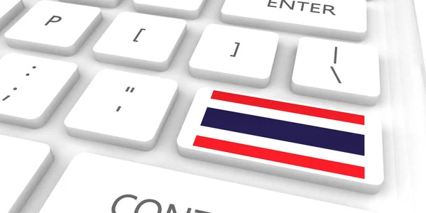 Tailândia Corrida Para Futuro Com Man Holding Bandeira — Fotografia de Stock