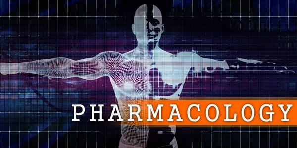 Pharmakologie Medizinindustrie Mit Human Body Scan Konzept — Stockfoto