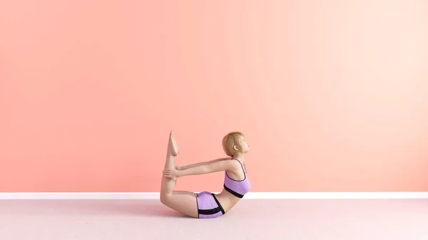 弓瑜伽姿势女女性示范概念 — 图库照片
