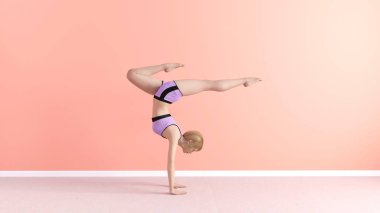 El Stand Yoga Pose kadın kadın gösteri kavramı