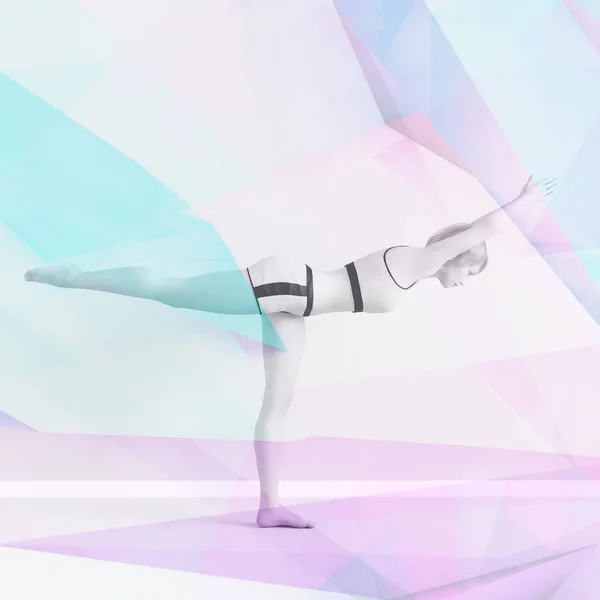 Yoga Brochure Sjabloon Met Vrouw Uitvoeren Pose — Stockfoto