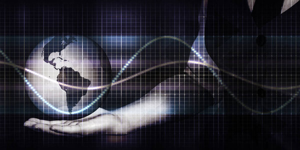 Международный бизнес с Businessman Holding Globe
