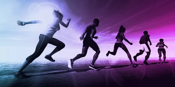 Sportovní Běh Koncept Fitness Sledování Abstrakt — Stock fotografie
