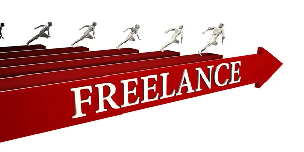 Soluzioni Freelance Con Uomini Affari Che Corrono Verso Successo — Foto Stock