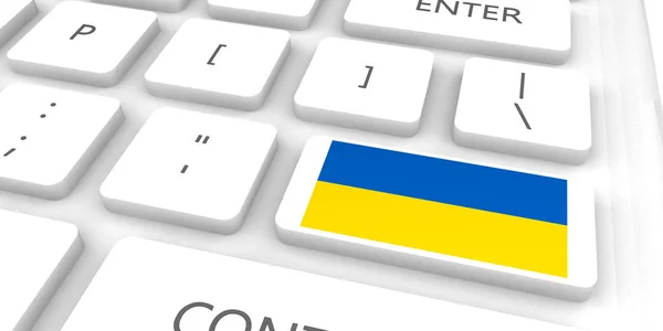Украина Бежит Будущее Флагом Руках — стоковое фото
