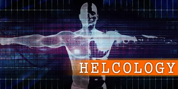 Helcology Medical Industry Con Concetto Scansione Del Corpo Umano — Foto Stock