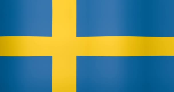 Размахивание Флагом Швеции Зацикленный Фон — стоковое видео