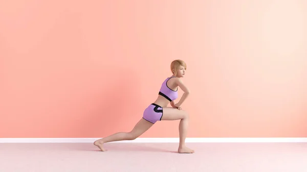 Ochromit výpadu jóga pozice — Stock fotografie