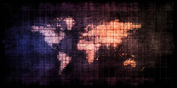 黑暗的格朗格世界地图 — 图库照片