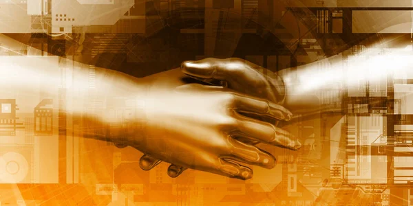 Människa och Robot Hand systemintegration — Stockfoto