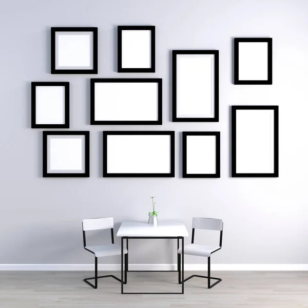 Empty Photo Frames on Wall