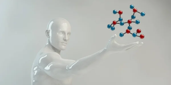 Man Holding Molecule — Stock Photo, Image