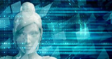 Dijital Çözümler Teknoloji Konsept Sanat Kullanan İş Kadını