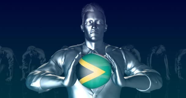 Человек с флагом ЮАР как глобальная сфера — стоковое видео