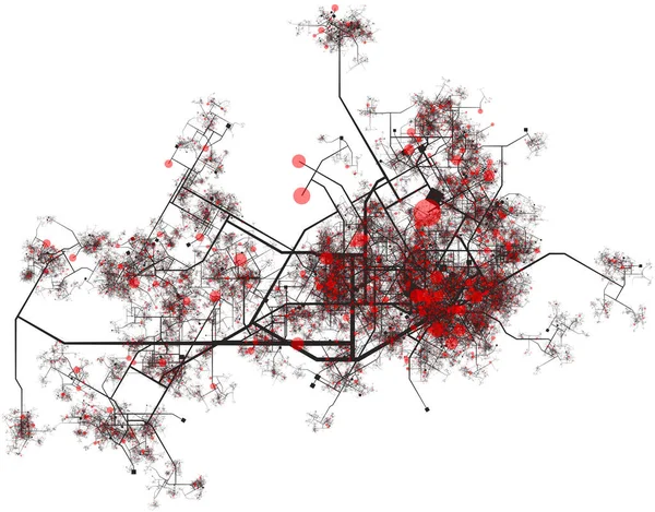 Stadt Daten Hotspots Für Infektionen Oder Berichte Über Die Verfolgung — Stockfoto