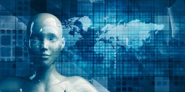 Yönetim Stratejisi Arkaplanı Olan Kadın Robot