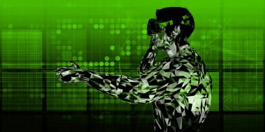 VR Sanal Kulaklık Kullanan Adamla Genişletilmiş Gerçeklik
