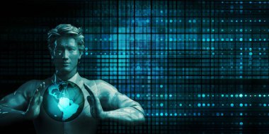 Asyalı İşadamı Geleceğin Teknoloji Teması Konseptini Tutuyor