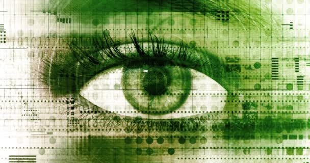 Digitale Analyse met Cybernetisch Oog als Futuristisch Concept — Stockvideo