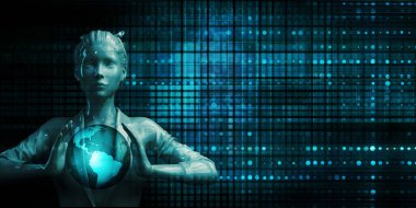 Business Execuding Holding Globe Gelecek Teknoloji Teması Konsepti