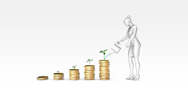 Növekvő Pénznövény Érméken Pénzügyi Beruházási Koncepció — Stock Fotó