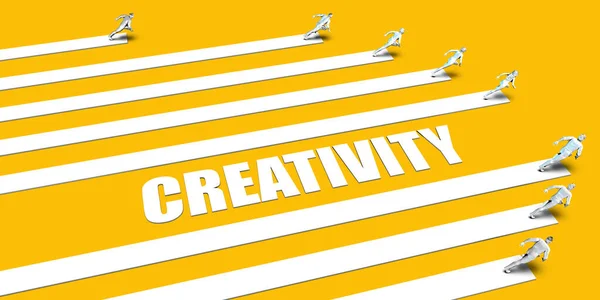 Δημιουργικότητα Concept Επιχειρηματίες Που Τρέχουν Κίτρινο — Φωτογραφία Αρχείου
