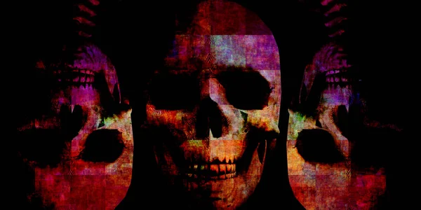 Halloween Hintergrund Mit Totenköpfen Als Horror Thema — Stockfoto