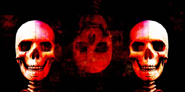 Crâne Grunge Arrière Plan Avec Death Metal Art — Photo