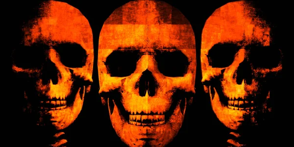 Cranio Grunge Sfondo Con Morte Metal Art — Foto Stock