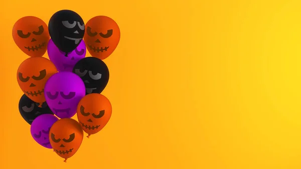 Kopya Boşluğu Ile Cadılar Bayramı Balonları Turuncu Arkaplan — Stok fotoğraf