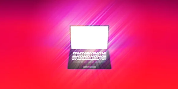 Glühender Laptop Leerer Bildschirm Auf Lustigem Hintergrund — Stockfoto