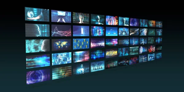マルチメディアコンテンツストリーミングとデジタルエンターテイメントビデオコンセプト — ストック写真