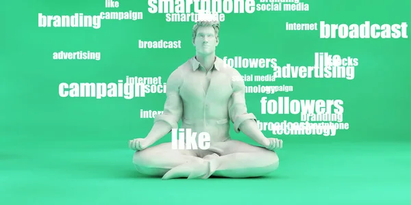 Opções Publicidade Line Com Homem Meditando — Fotografia de Stock
