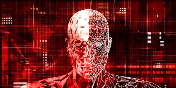 Interfaz Computadora Cerebral Con Bloques Cuadrados Arte Digital —  Fotos de Stock