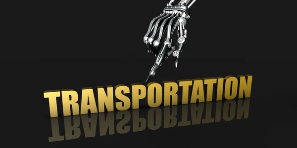 Transporation Industry Robotic Hand Pointing Black Background — Stock Photo, Image