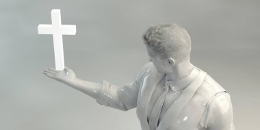 Bir kavram olarak dua eden adamla Hıristiyan Haçı