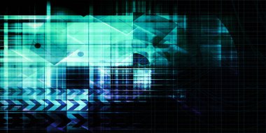 Fütürist Dijital Şebeke Teknolojisi Soyut Arkaplan Tasarımı