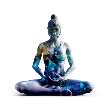 Nefes egzersizi Lotus pozisyonda oturan kadın