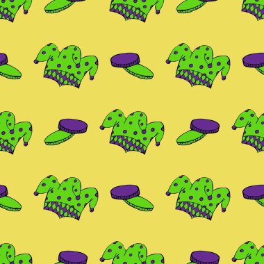 Boncuk, maskeler ve diğer öznitelikleri Mardi Gras Festivali renkleri ile Seamless Modeli